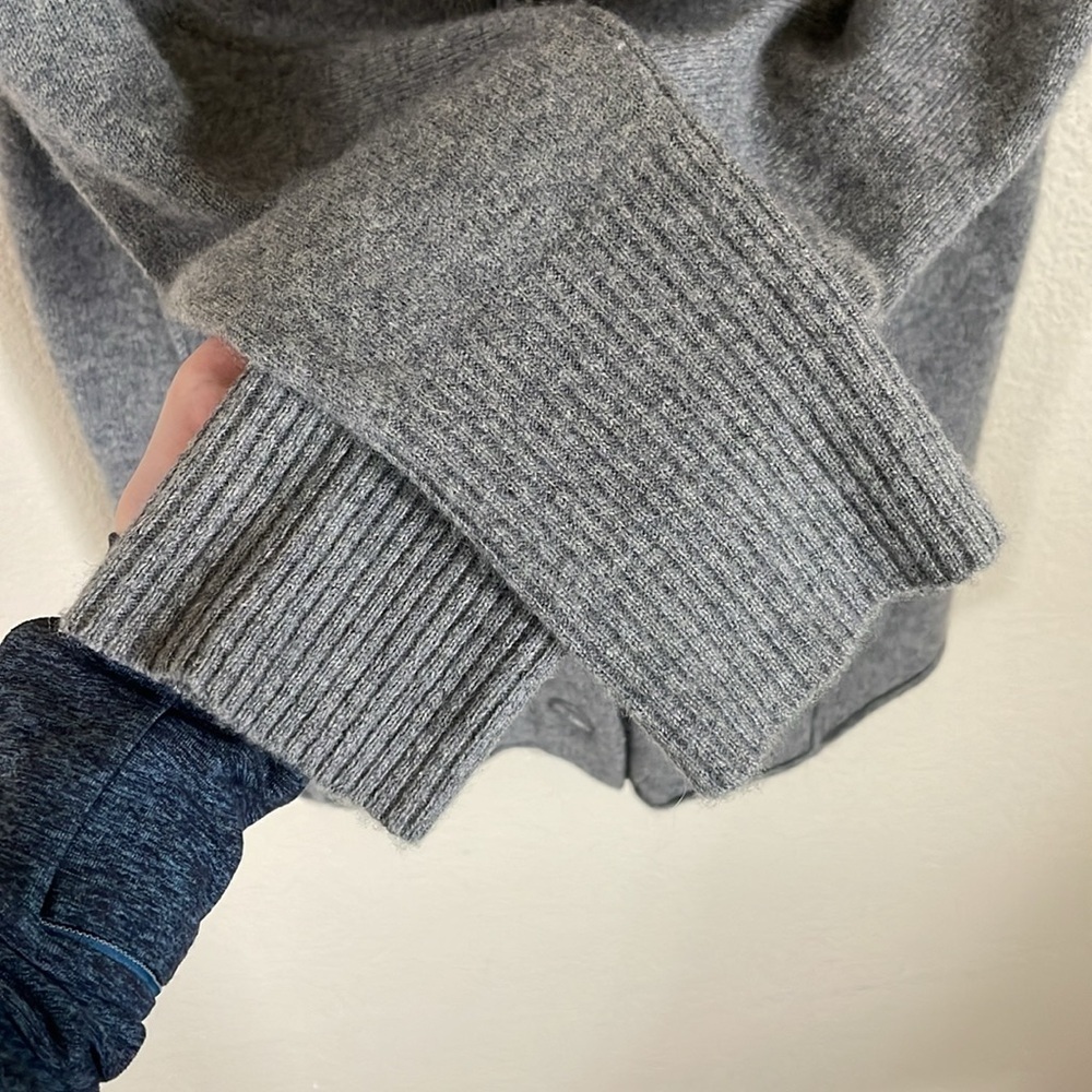 Cynthia Rowley 100% 2-Ply Cashmere Shawl Collar Cardigan Sweater L Gray Cozycore - Picture 7 of 12